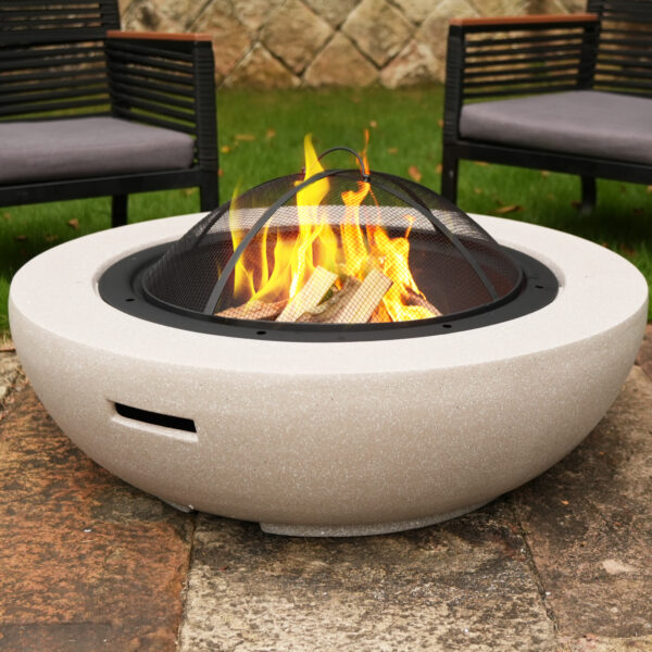 Loomdeen Round Wood Burning Concrete Outdoor Fire Pit,35.43"